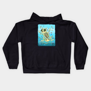 Cat Skeleton - Dia De Los Muertos - Colorful Cat skeleton Kids Hoodie